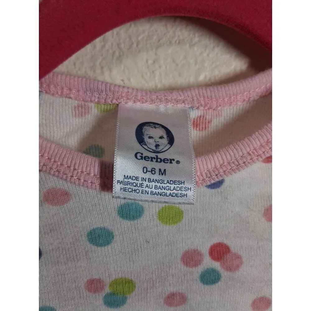 Gerber Cotton Sleep Sack Plka Dots Infant Baby Girls 0-6 Months
